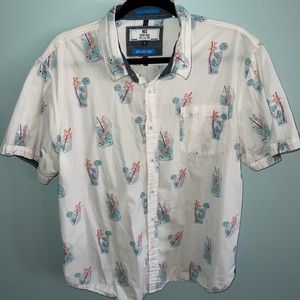 White button down shirt with little cocktail glasses all over